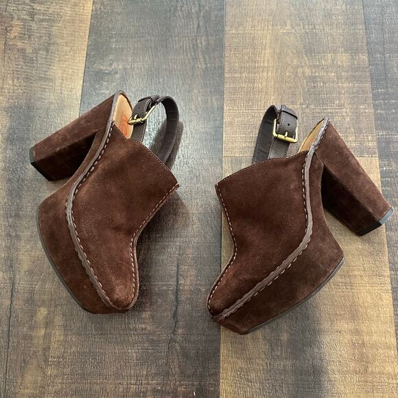 Michael Kors Brown Suede Platform Slingback Clogs Women’s Size 8 - Picture 6 of 12